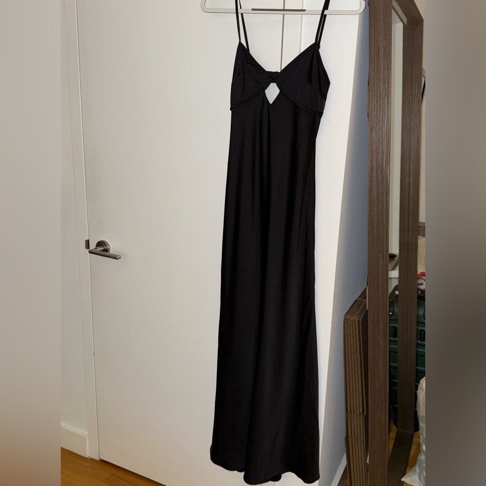 Black 90s Satin Finish Long Dress